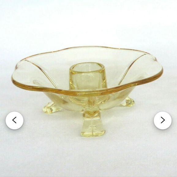 Fostoria Fairfax Style Yellow Topaz Candle Holder - Picture 6 of 6